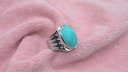12 Carats Arizona Turquoise Gemstone Ring for Men 925 Sterling Silver, firoza, firoze, natural firoza gemstone, gift ideas for him, gift ideas, neyshapur turquoise, nishapur firoza, arizona gems, ethical gemstones, jewelry making, formal gemstone ring