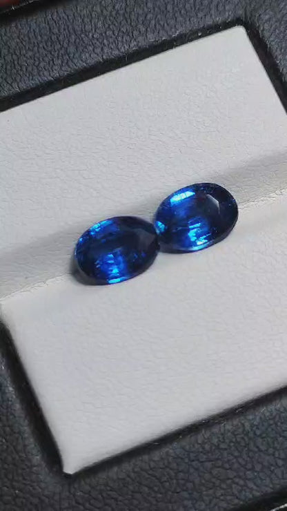 3.3 Carats Oval Royal Blue Kyanite Pair Natural Gemstones